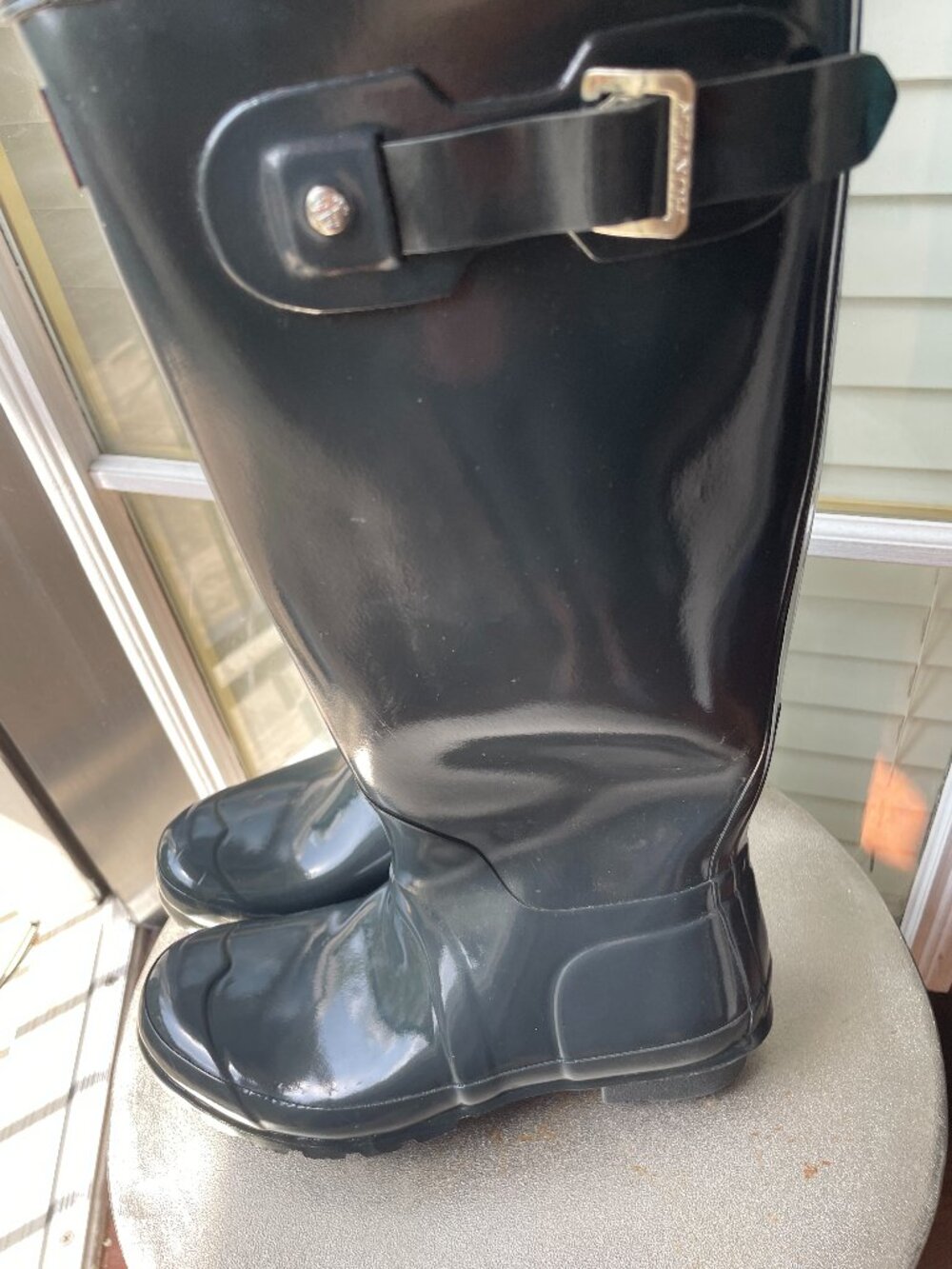 Hunter Women's Original Tall Gloss Rain Boots-Natural Rubber Waterproof Wellies - Picture 6 of 12